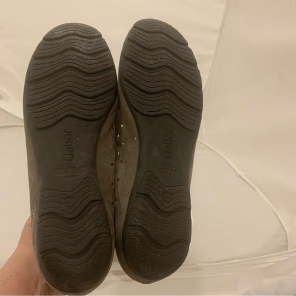 Gabor Hovercraft Suede Ballerina Cutout Taupe Leather Flats - Picture 3 of 13